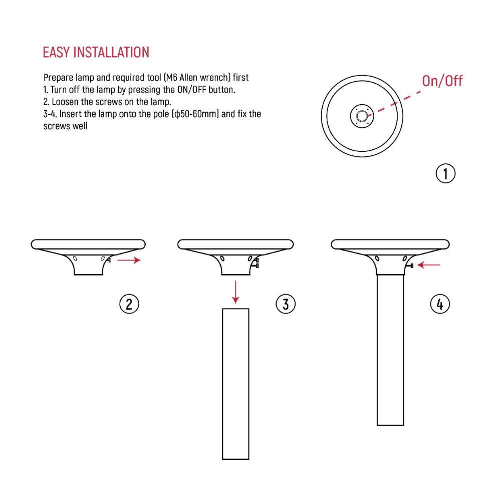 easy to install , user manual for 250cm light pole for solar powered lamp post top area light 