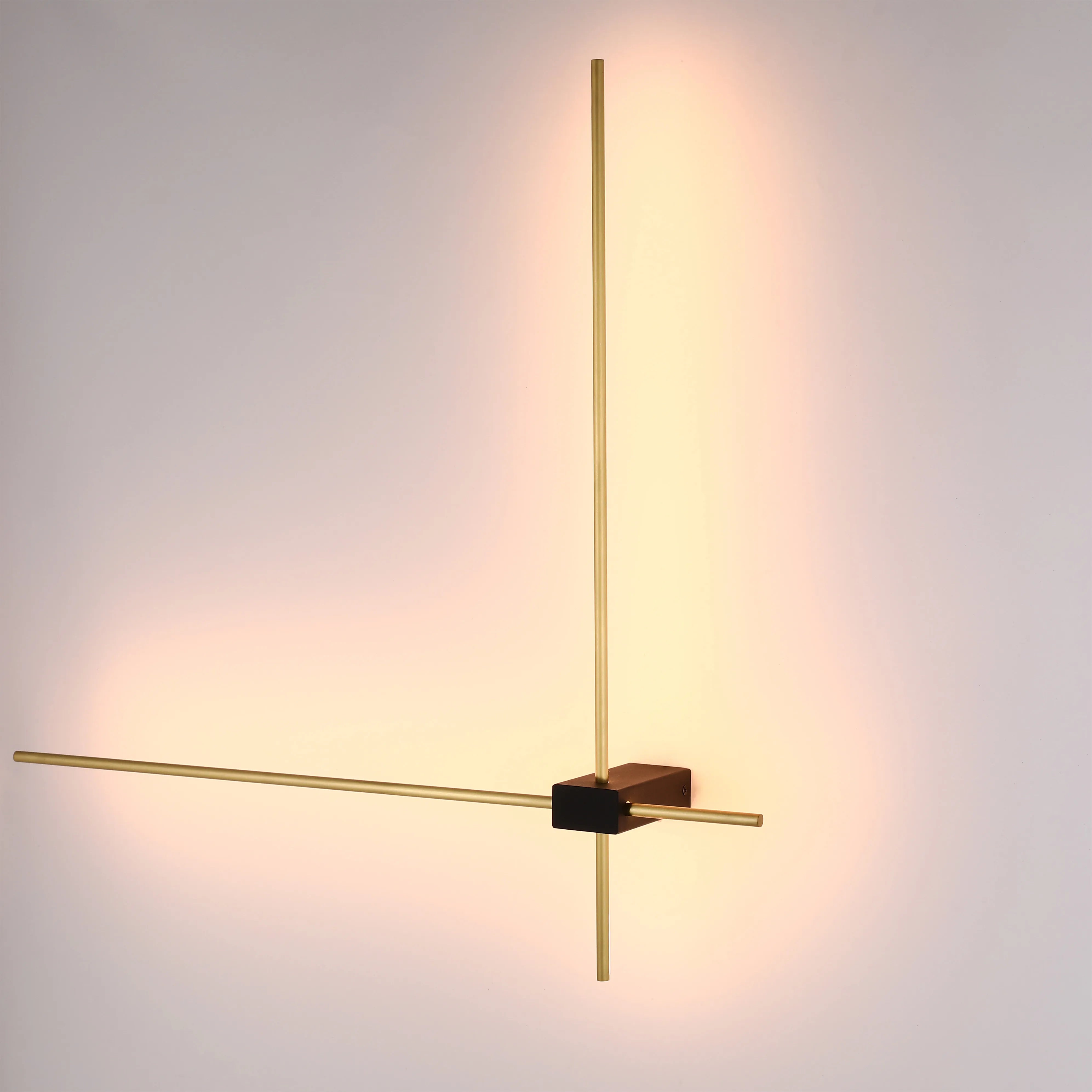 3-Arm Gold & Black Modern Wall Light Fixture