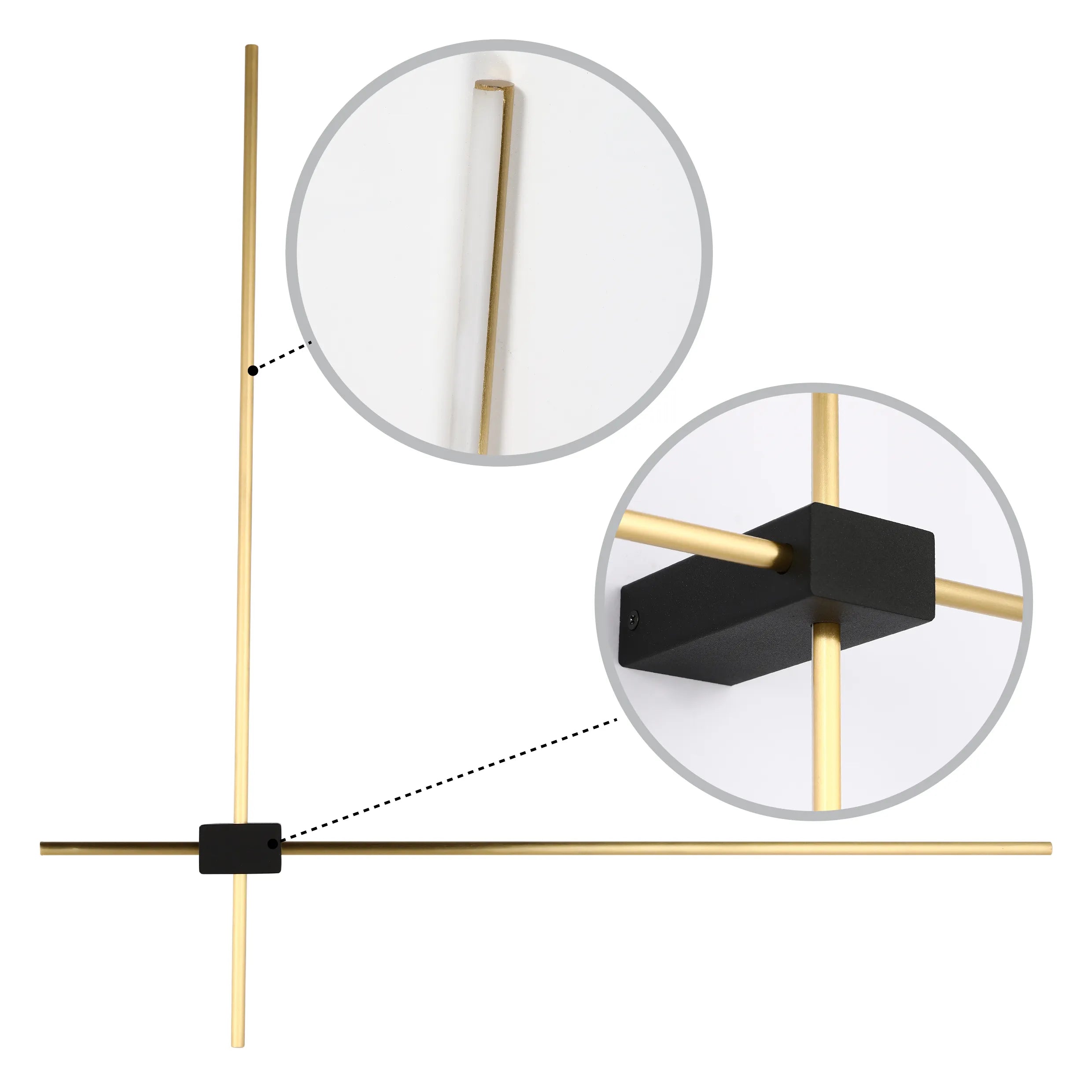 3-Arm Gold & Black Modern Wall Light Fixture