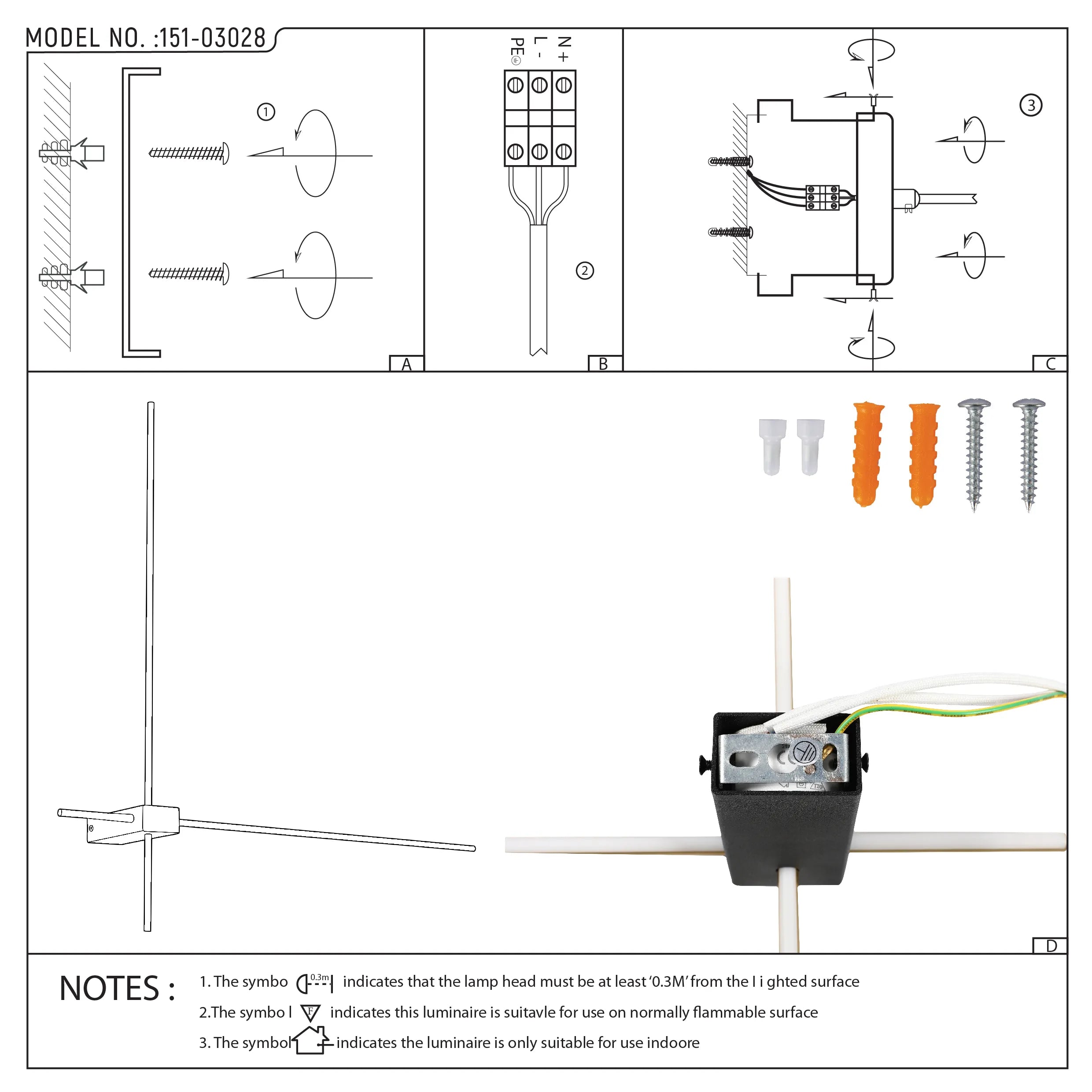 3-Arm Gold & Black Modern Wall Light Fixture