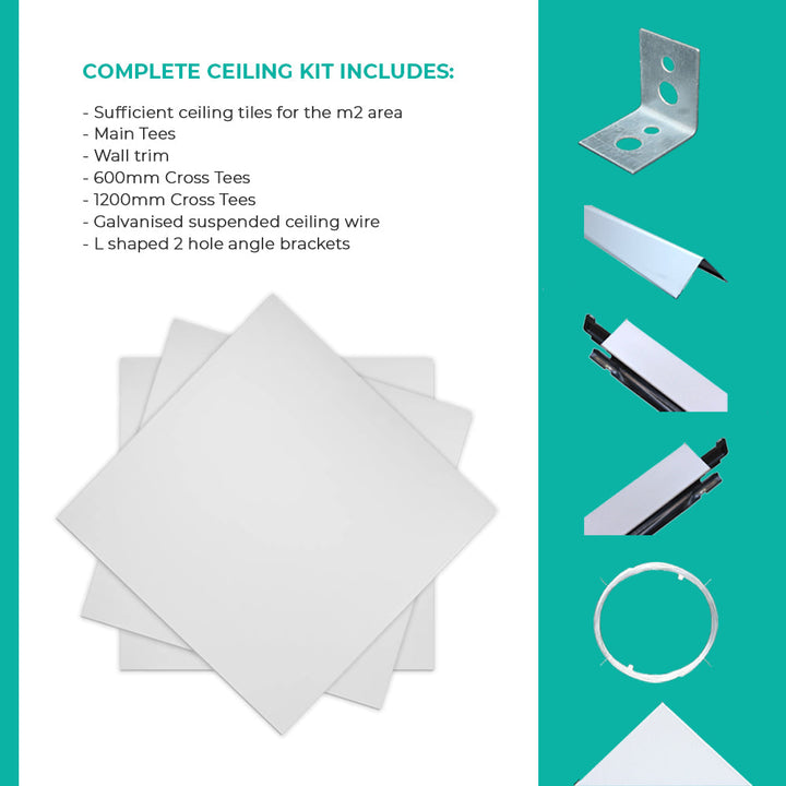 Vinyl tiles and white grid-Full Ceiling-Per 1 square metre