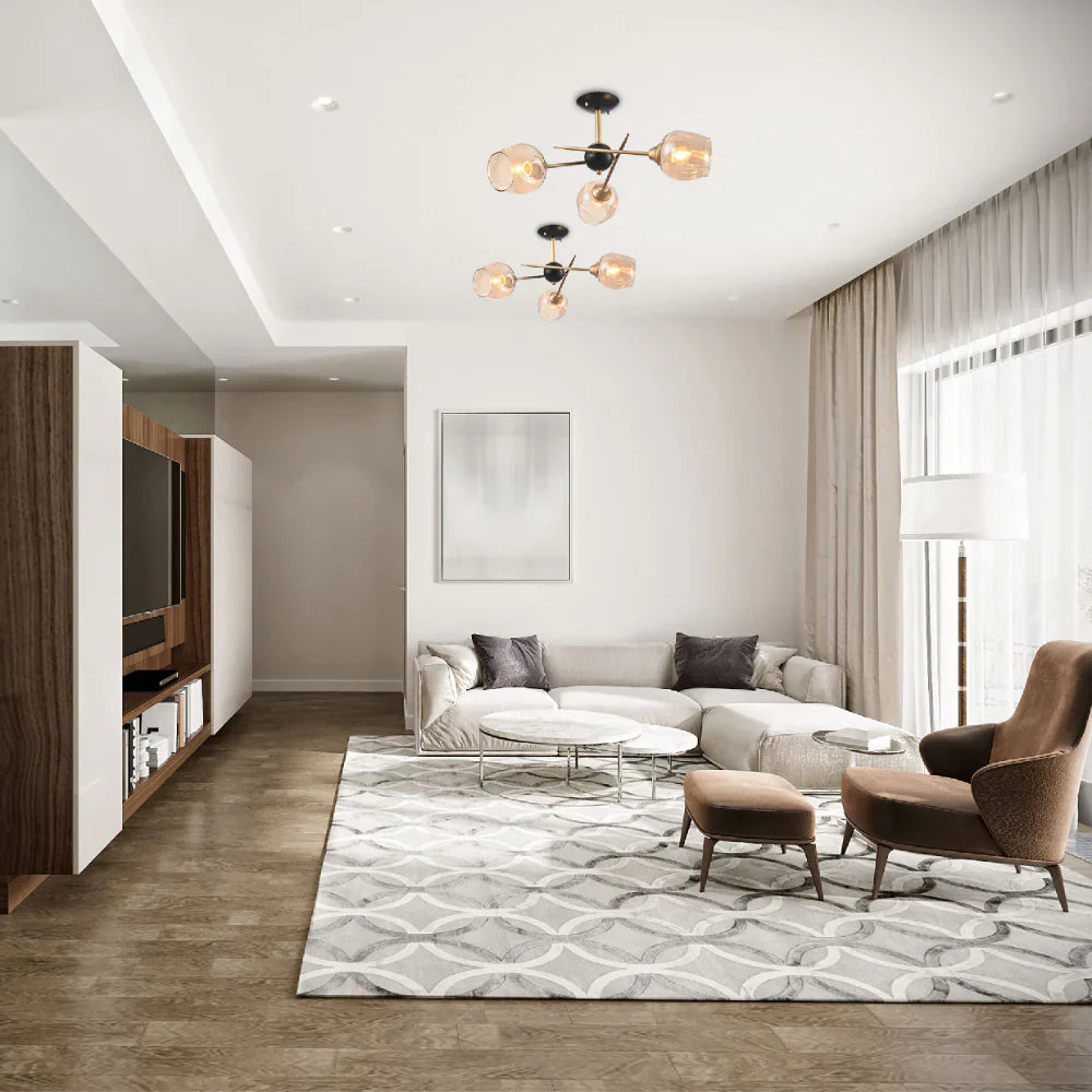 Living room kitchen bedroom use of Amber Eclipse Semi-Flush Ceiling Light | TEKLED 159-17982