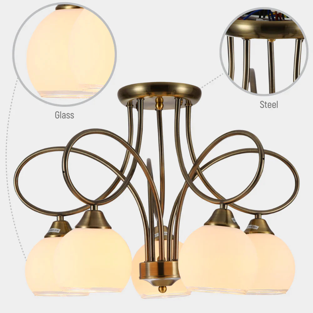 Antique Brass Lily of the Valley Ceiling Light Fixture 11