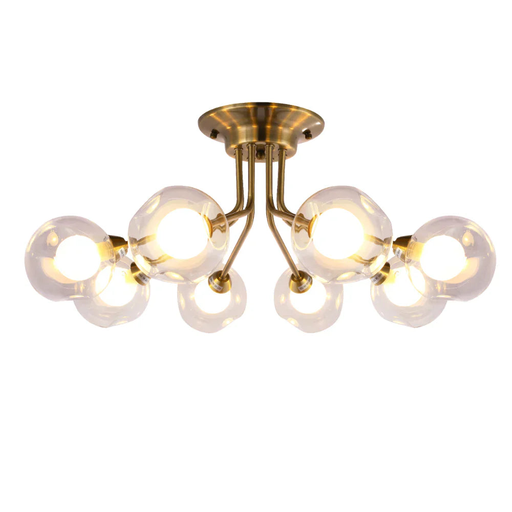 Main image of Antique Brilliance Dimpled Globe Light | Opal Essence Semi-Flush Mount | 5 or 8 Lamps | TEKLED 158-19694