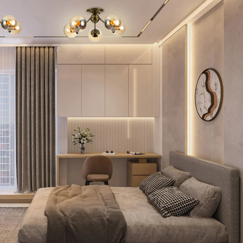 Interior application of Atomic Elegance Brass & Amber Globe Light | TEKLED 159-17997