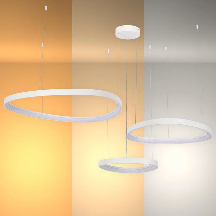 Modern Ceiling Light TEKLED Aurora Flow Dynamic LED Modern Pendant Ceiling Light (Customisable 3 Rings, CCT Adjustable)-White-159-18170