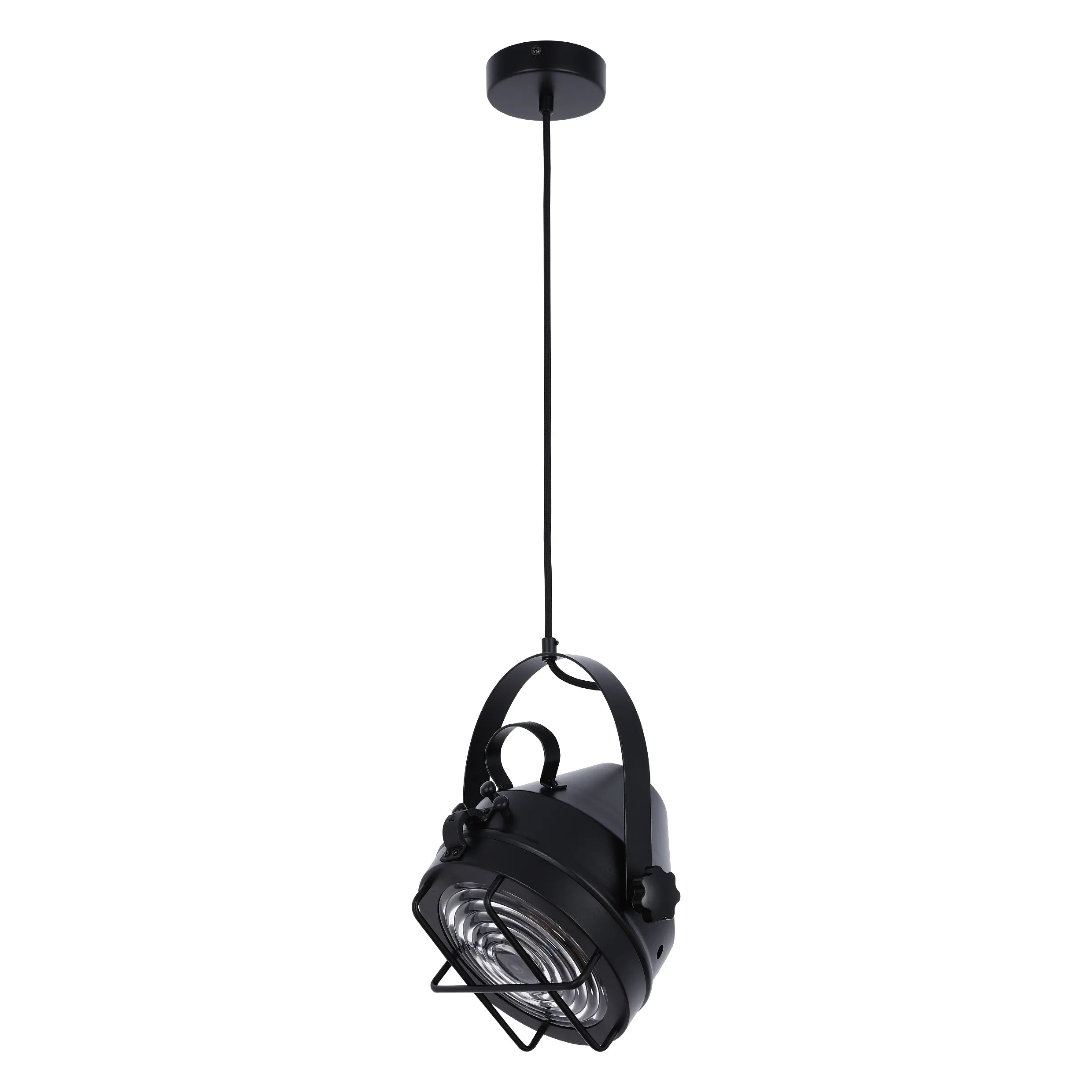 Black Adjustable Spotlight Pendant Light with Grill E27