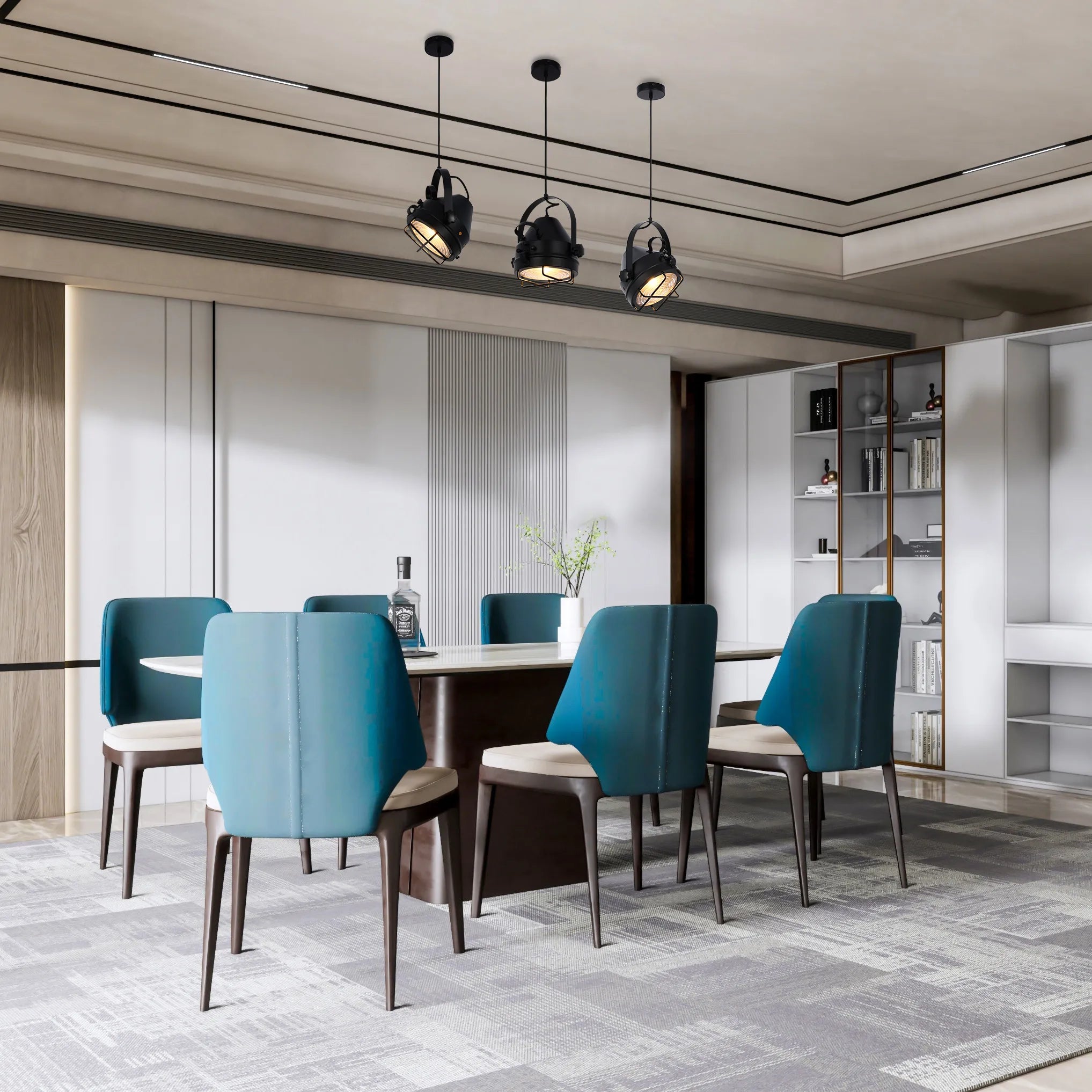 Black Adjustable Spotlight Pendant Light with Grill E27