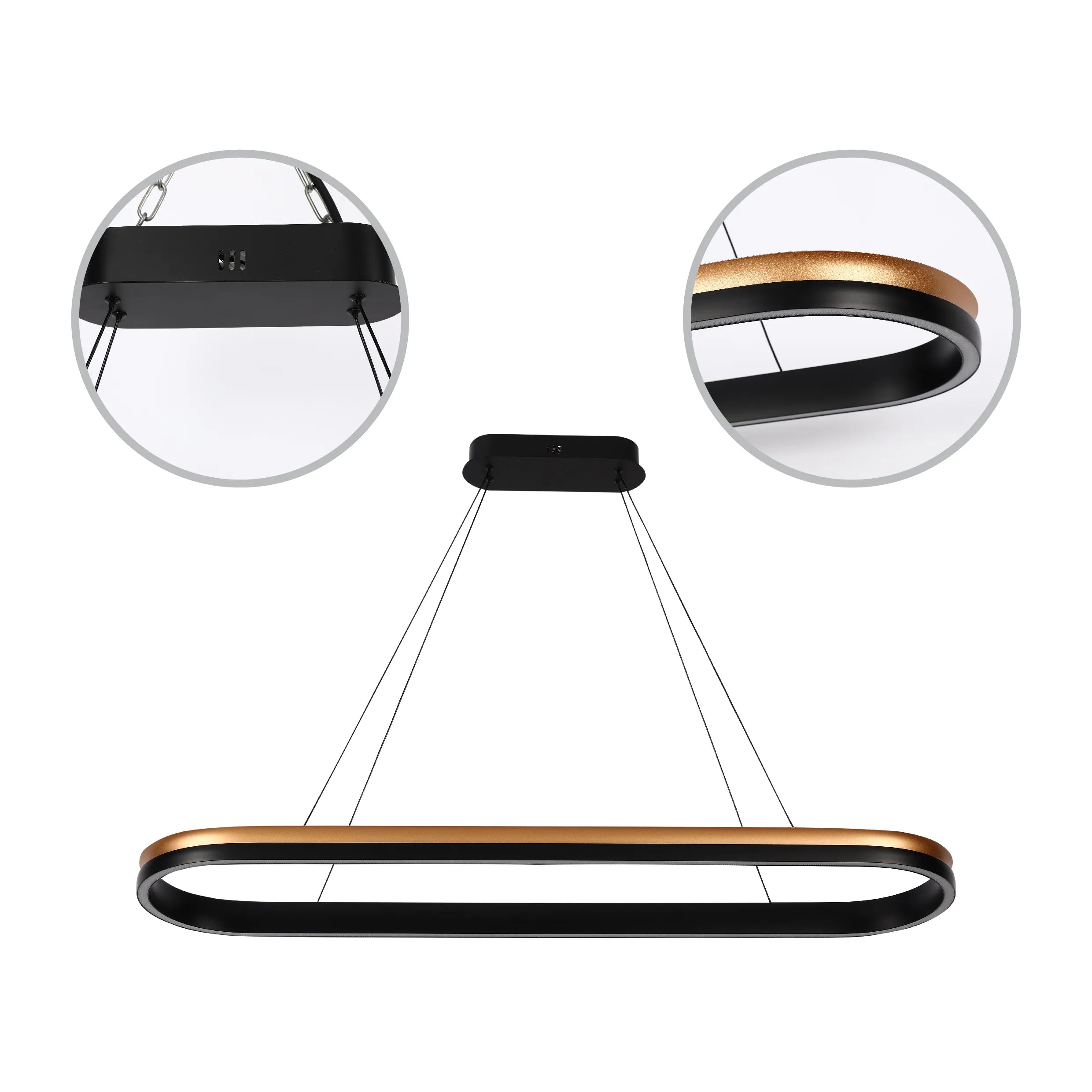 Black and Gold Modern LED Pendant Light - Single, Double, Triple Tier and Oblong