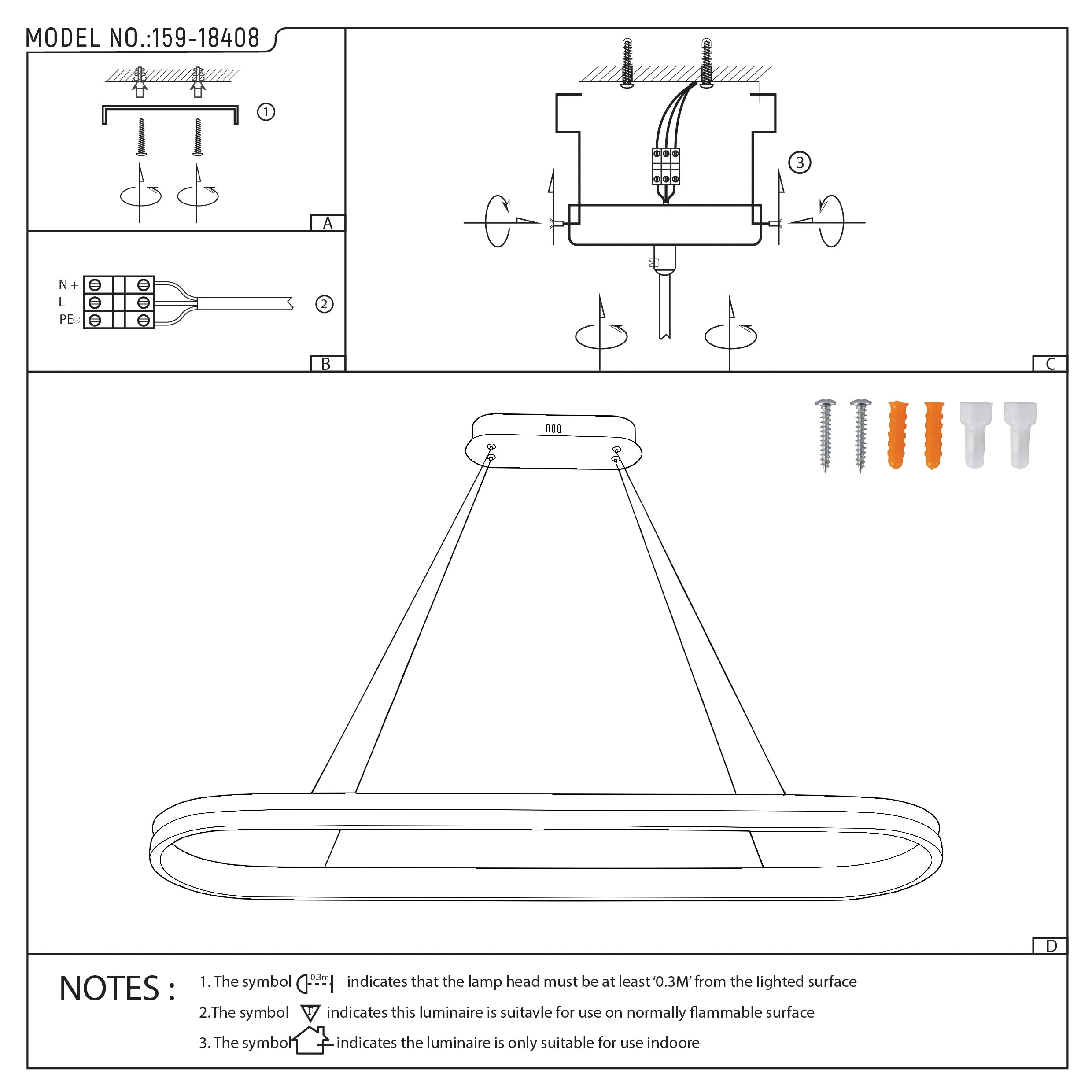 Black and Gold Modern LED Pendant Light - Single, Double, Triple Tier and Oblong