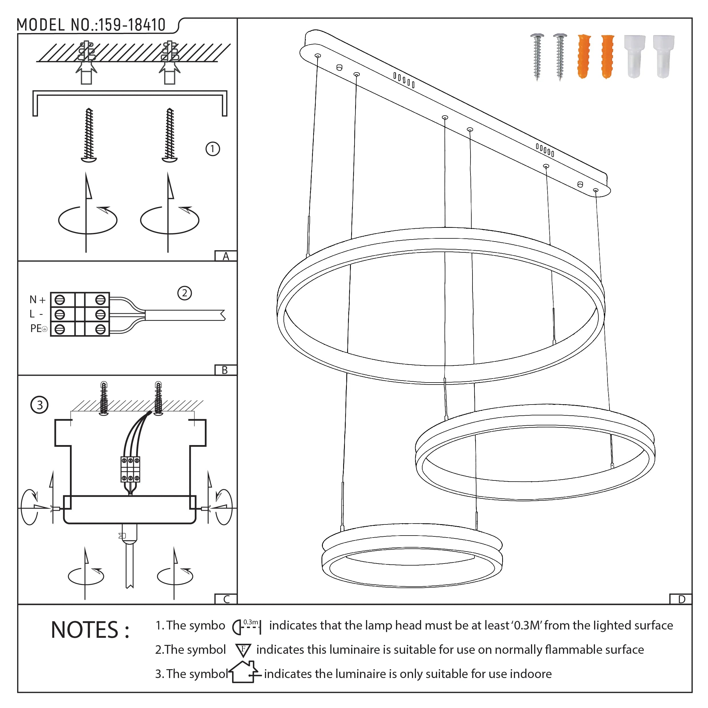 Black and Gold Modern LED Pendant Light - Single, Double, Triple Tier and Oblong