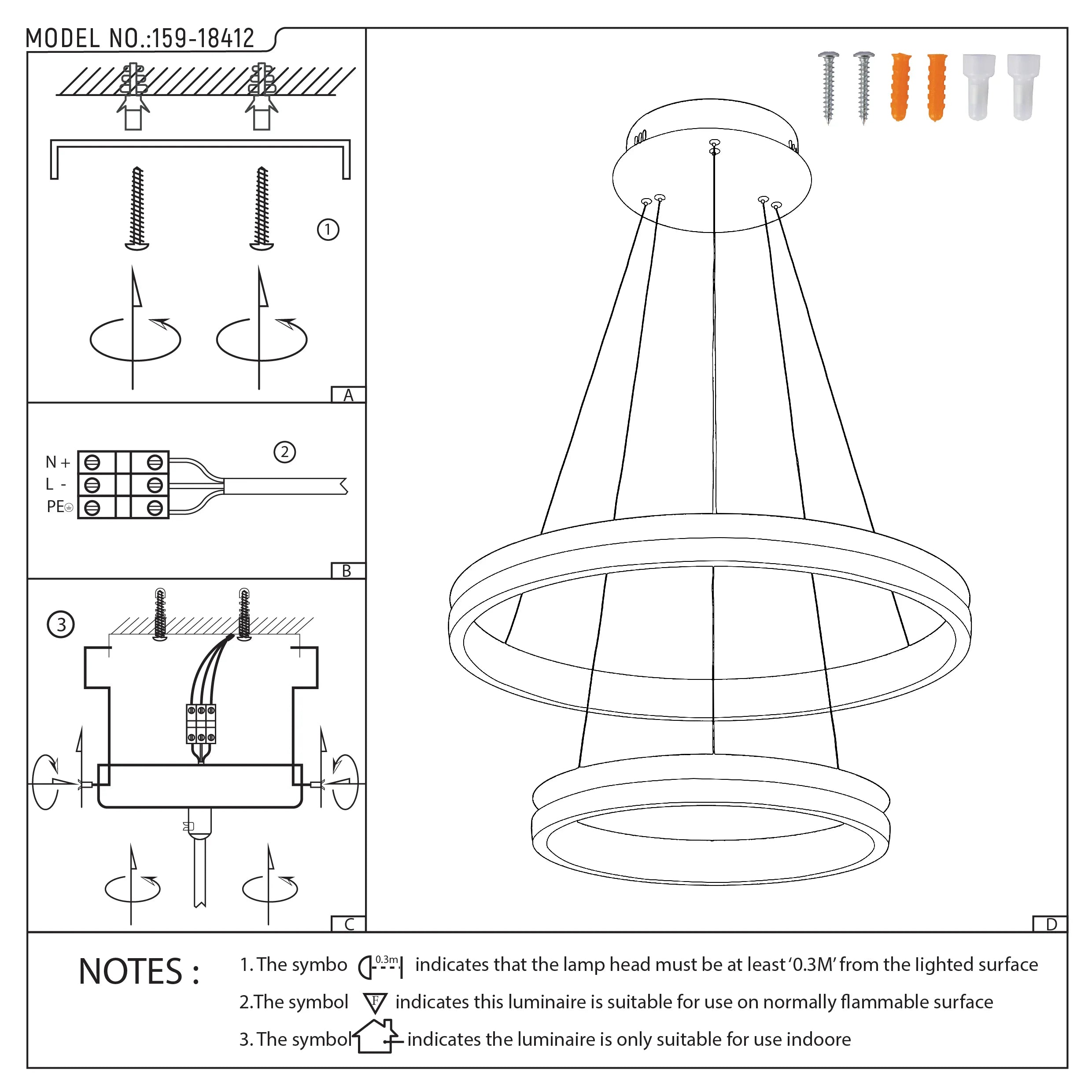 Black and Gold Modern LED Pendant Light - Single, Double, Triple Tier and Oblong