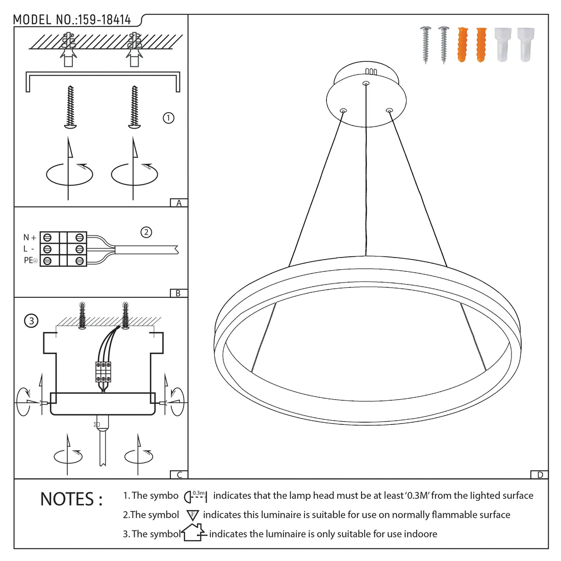 Black and Gold Modern LED Pendant Light - Single, Double, Triple Tier and Oblong