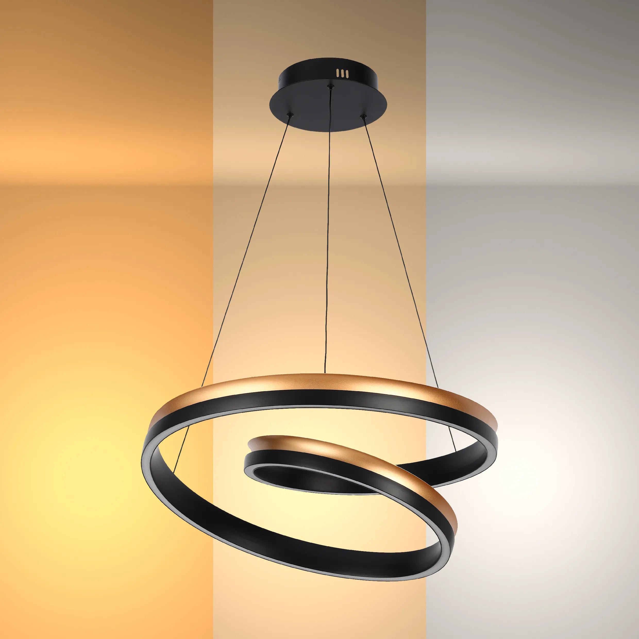 Black and Gold Modern LED Pendant Light - Single, Double, Triple Tier and Oblong
