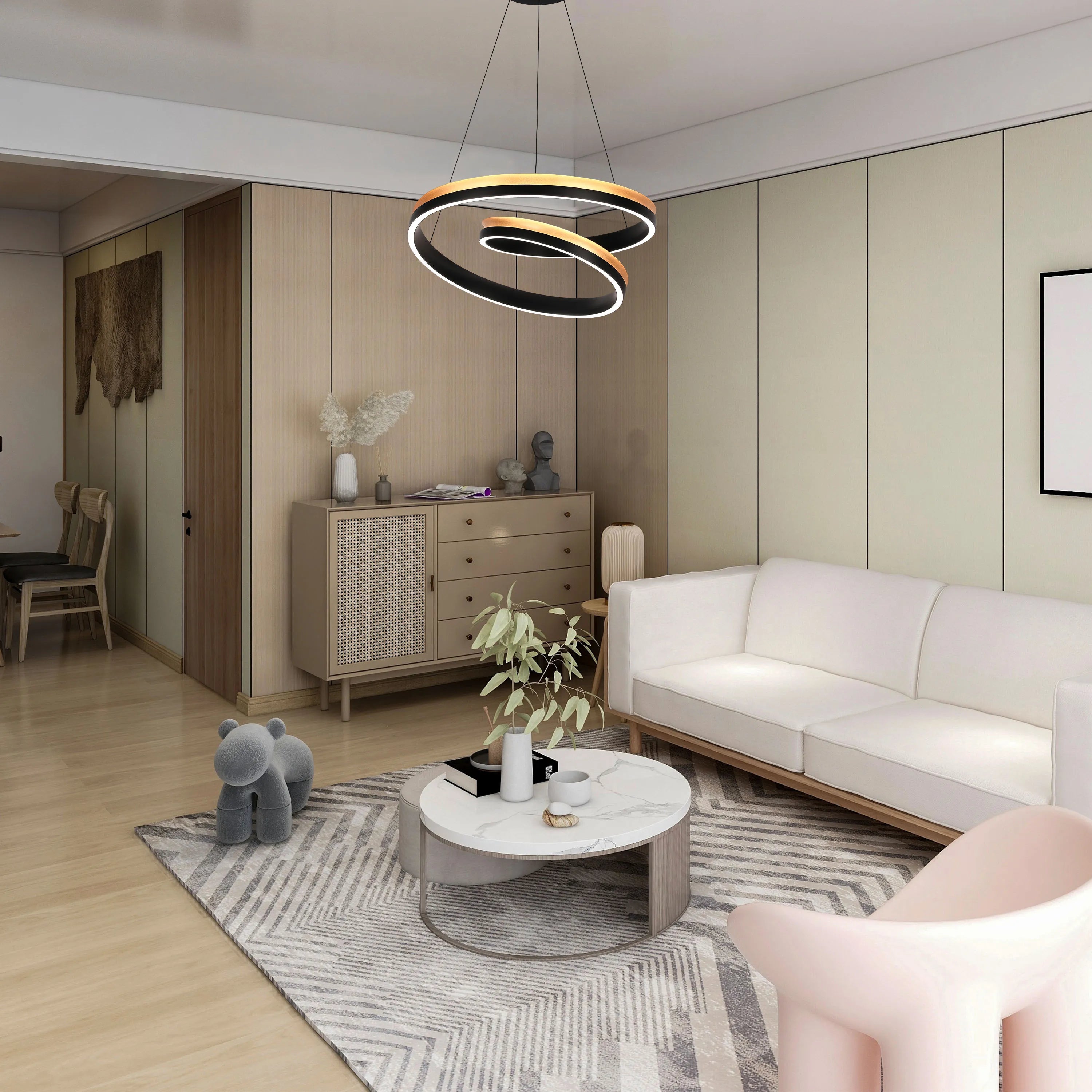 Black and Gold Modern LED Pendant Light - Single, Double, Triple Tier and Oblong