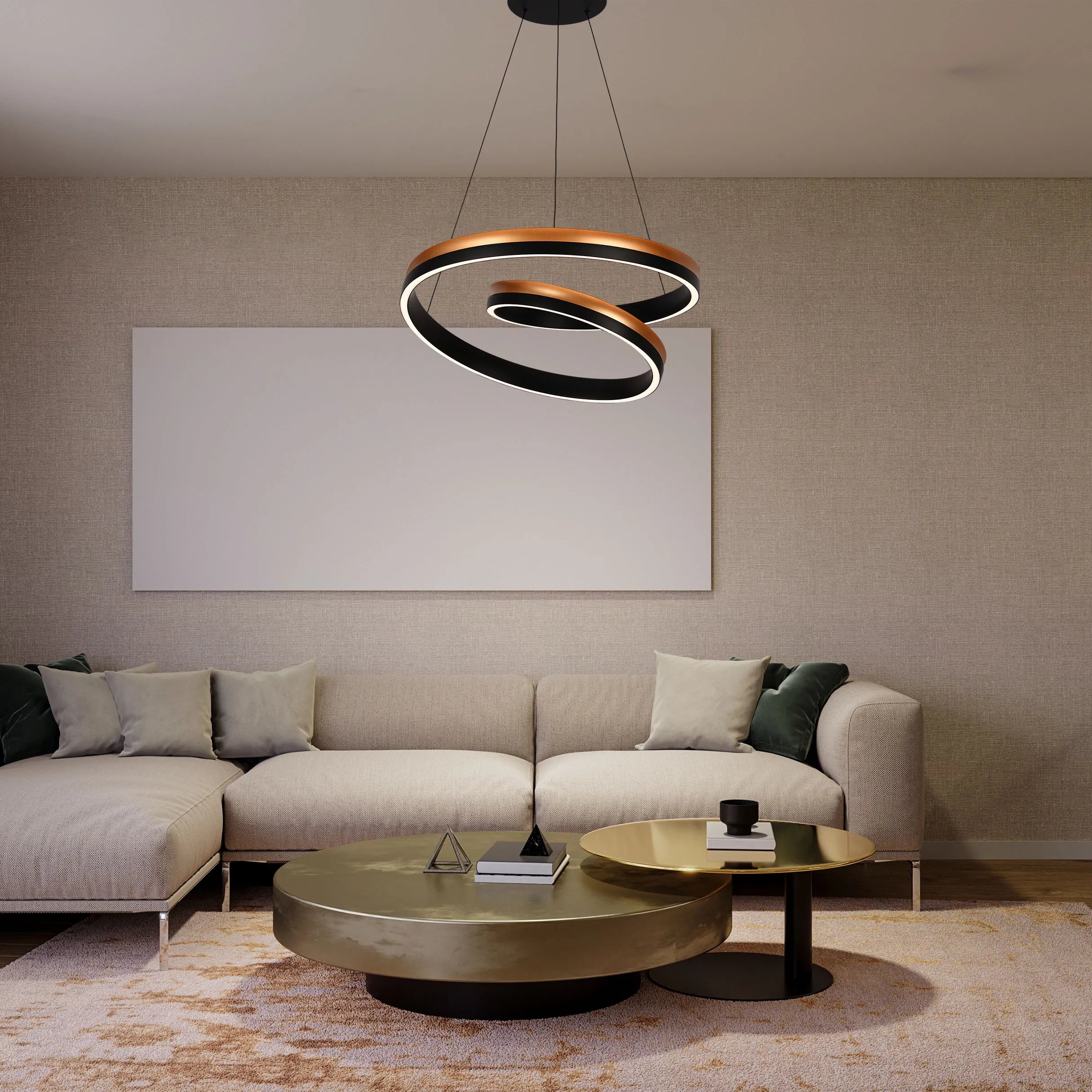 Black and Gold Modern LED Pendant Light - Single, Double, Triple Tier and Oblong