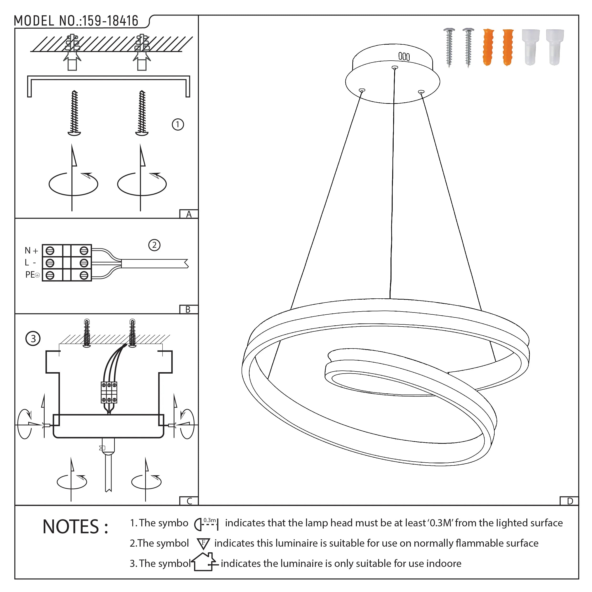 Black and Gold Modern LED Pendant Light - Single, Double, Triple Tier and Oblong