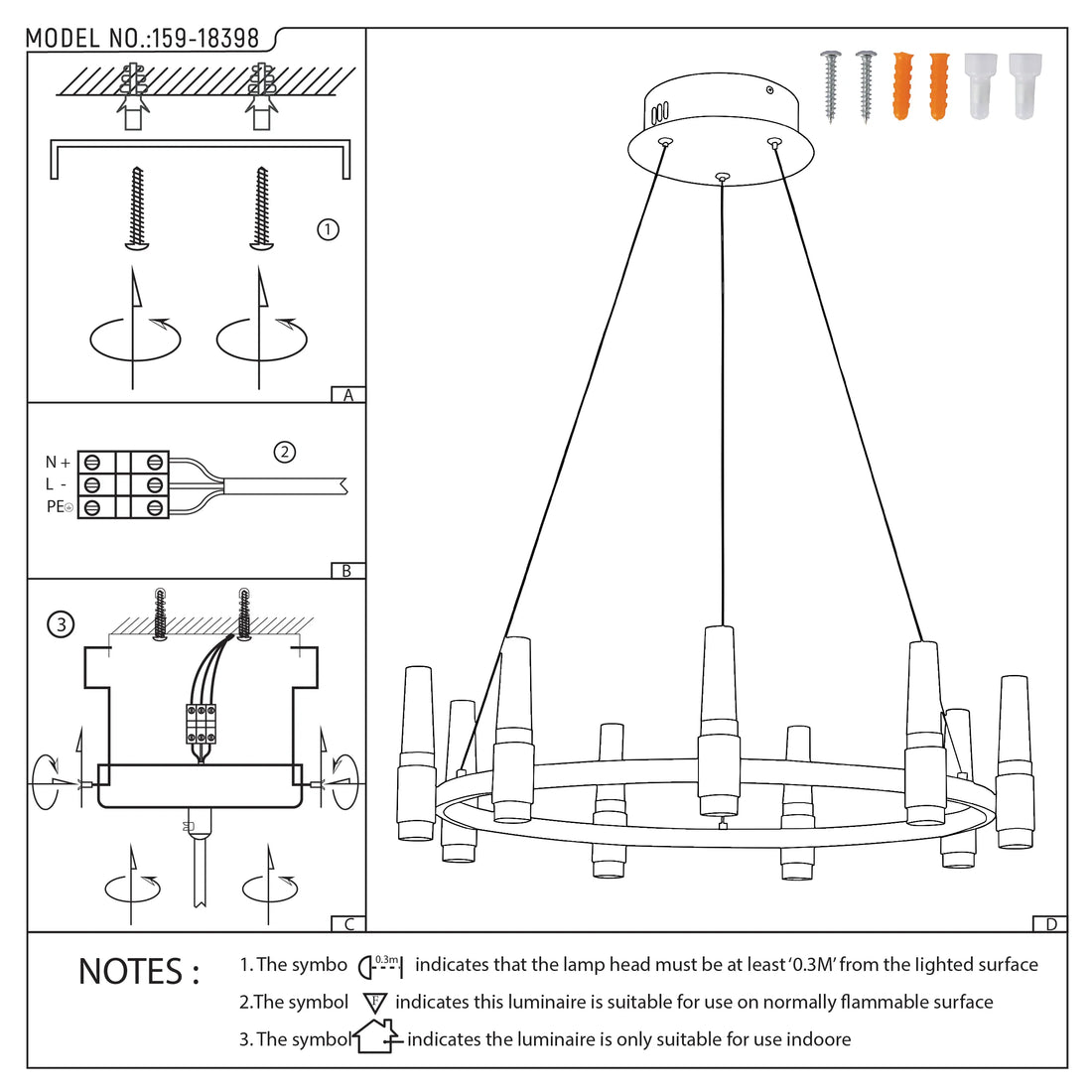 Black & Copper Modern Multi-Tier LED Chandelier
