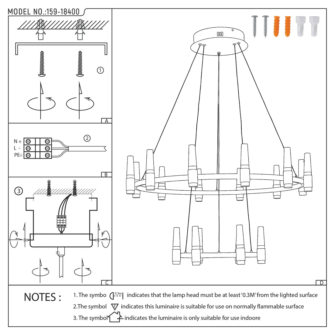 Black & Copper Modern Multi-Tier LED Chandelier