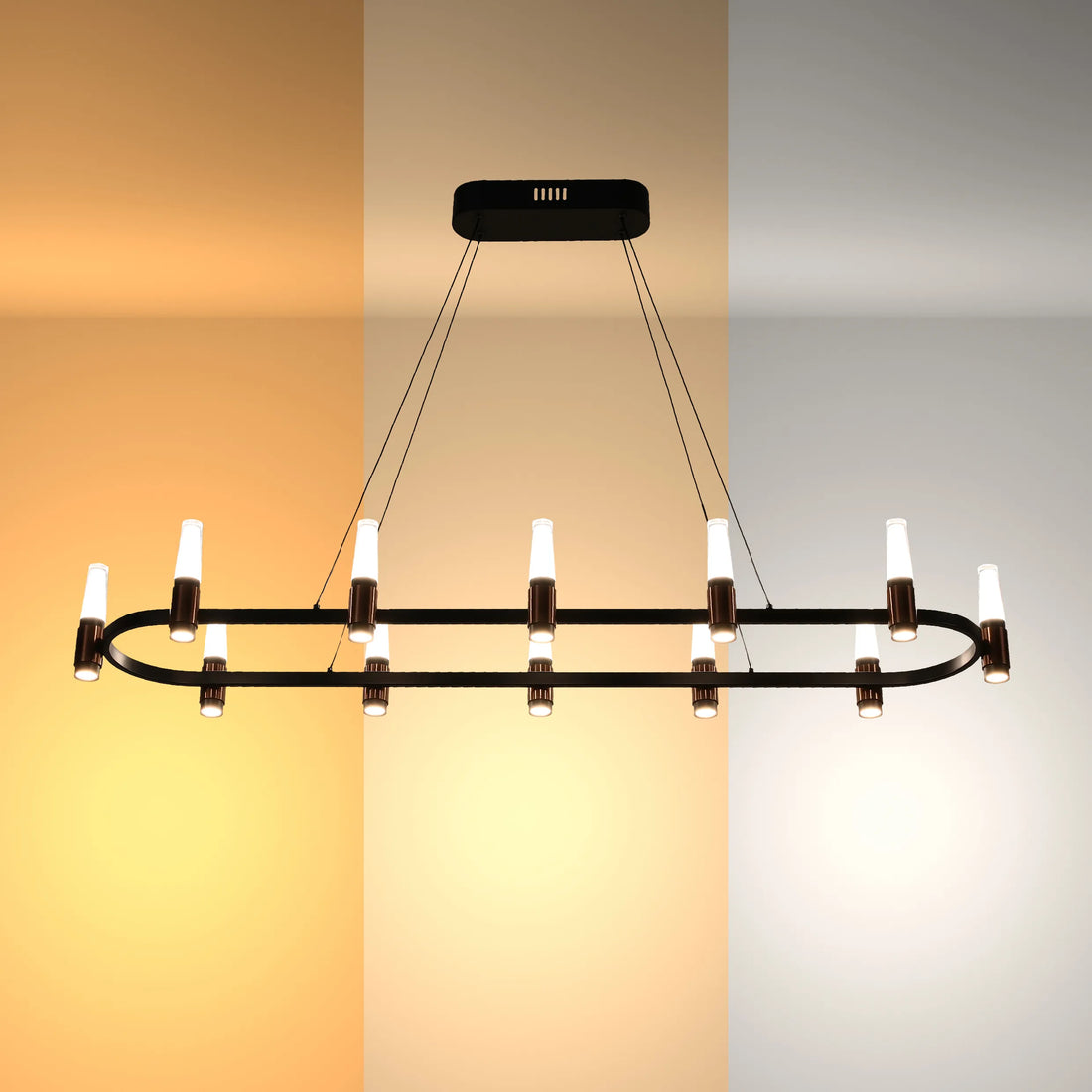 Black & Copper Modern Multi-Tier LED Chandelier