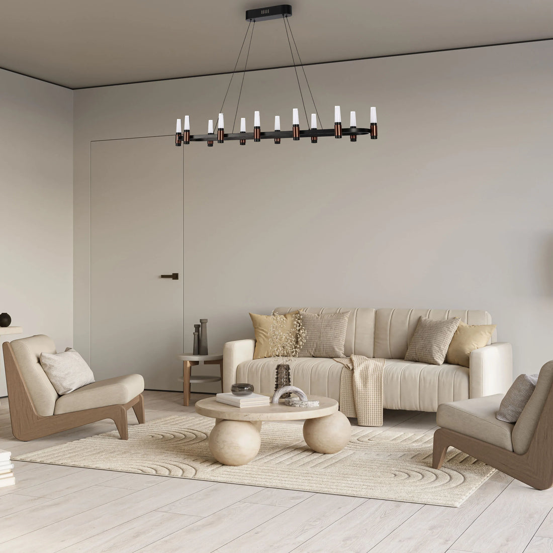 Black & Copper Modern Multi-Tier LED Chandelier