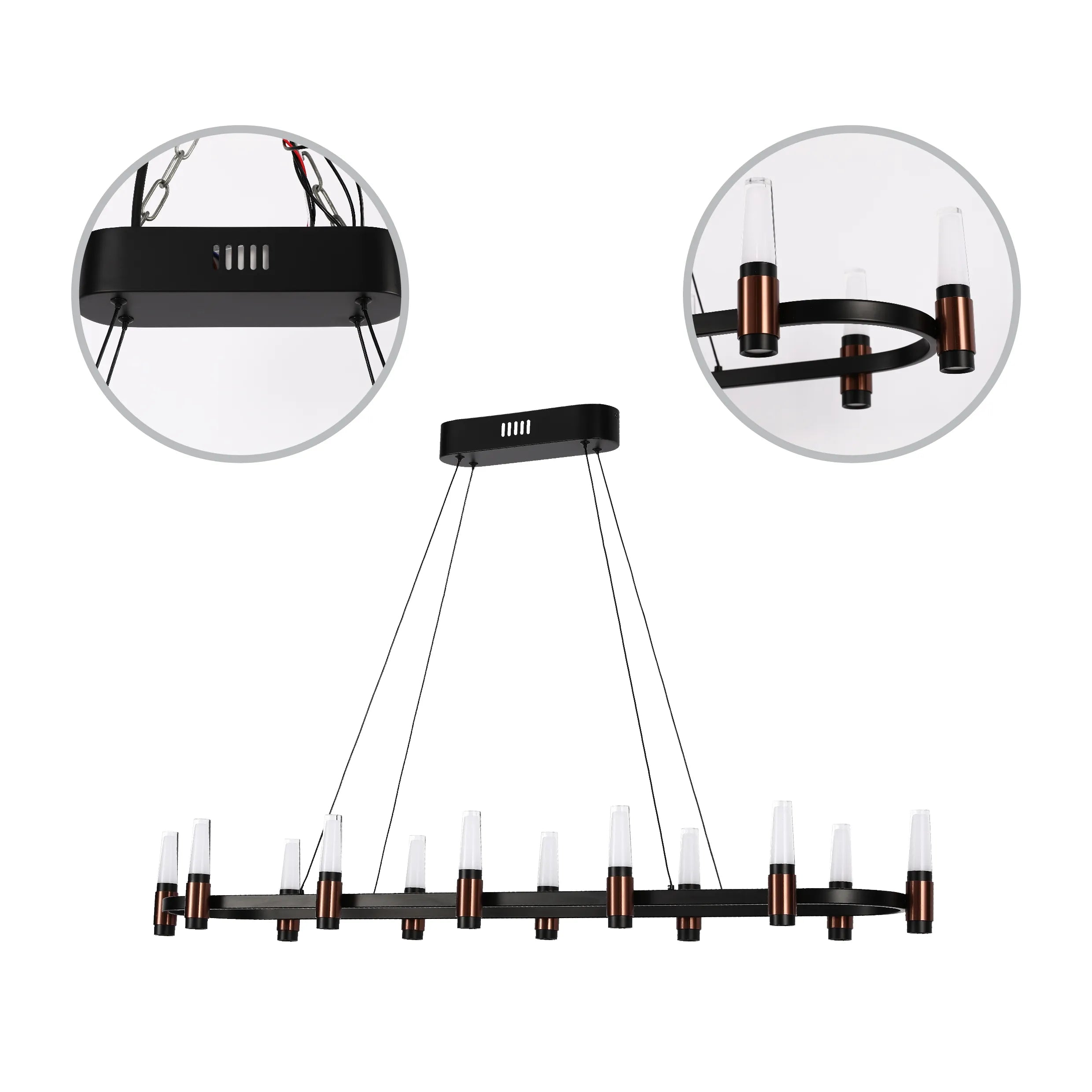 Black & Copper Modern Multi-Tier LED Chandelier