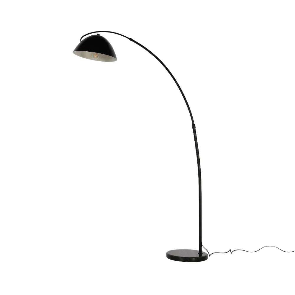Black Elegance Curved Floor Lamp with Dome Shade 1
