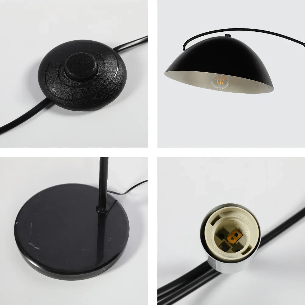 Black Elegance Curved Floor Lamp with Dome Shade 7