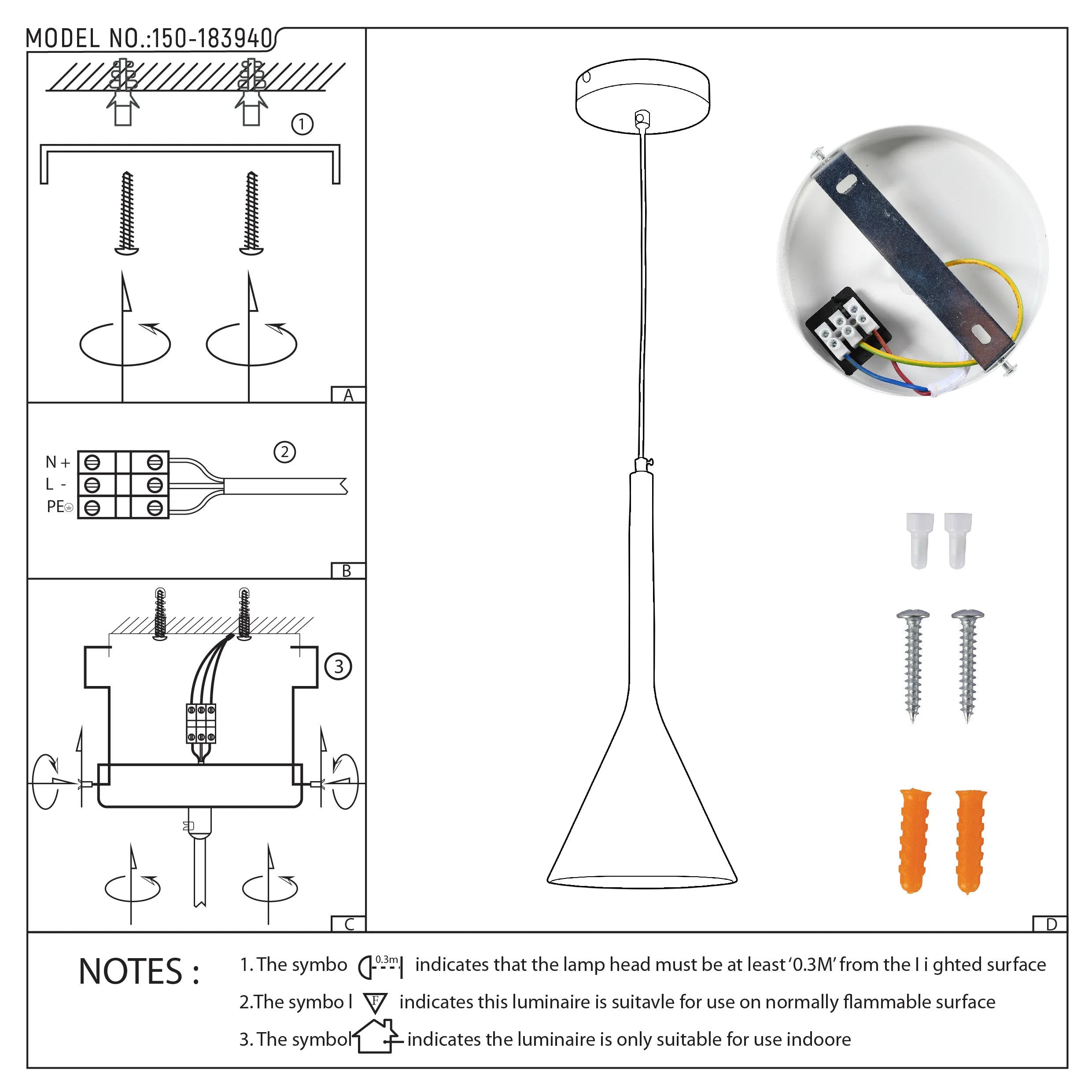 Funnel Nordic Modern Metal Ceiling Pendant Light E27 Fitting