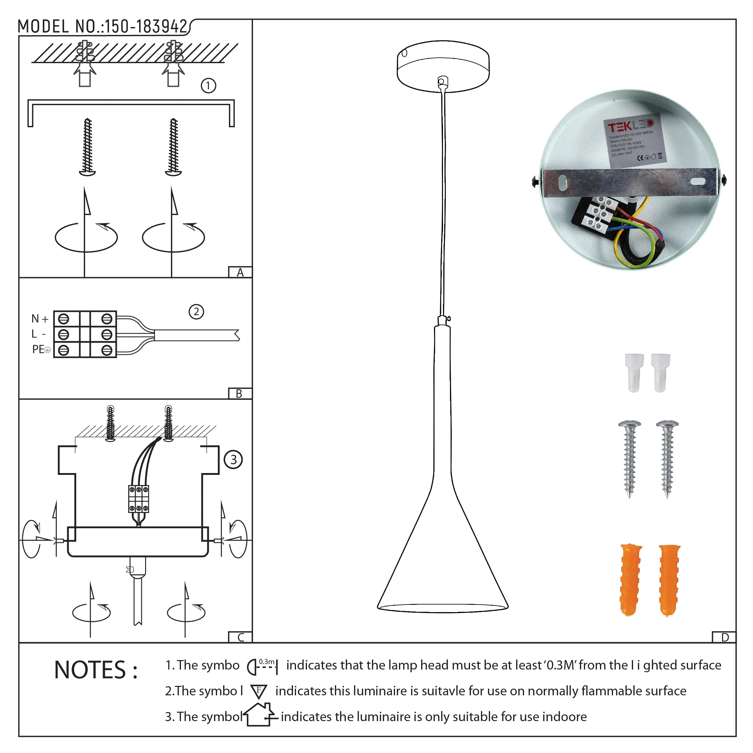 Funnel Nordic Modern Metal Ceiling Pendant Light E27 Fitting