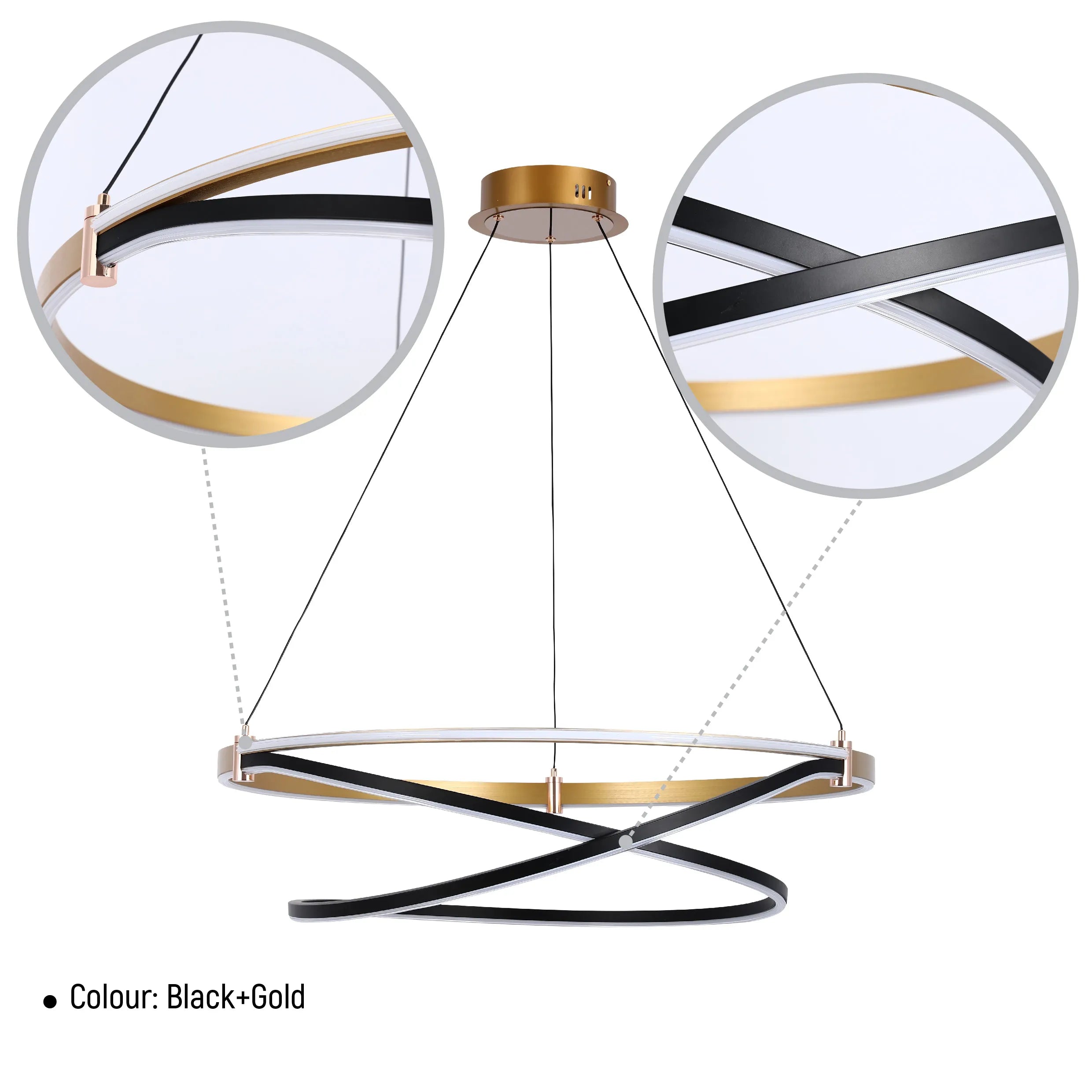 Black & Gold Loop Tiered Modern LED Pendant Light