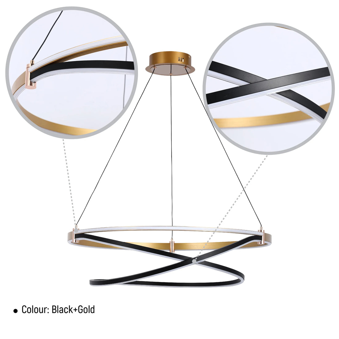 Black & Gold Loop Tiered Modern LED Pendant Light