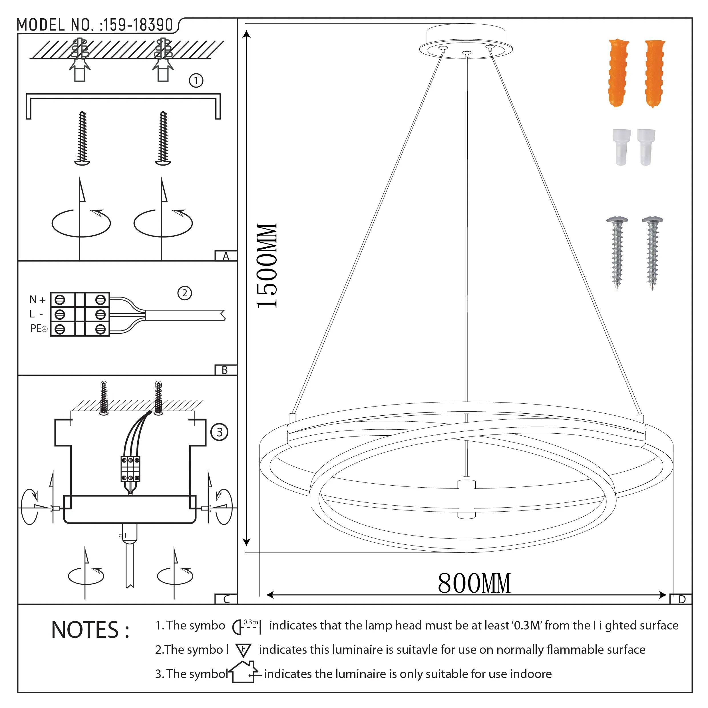 Black & Gold Loop Tiered Modern LED Pendant Light