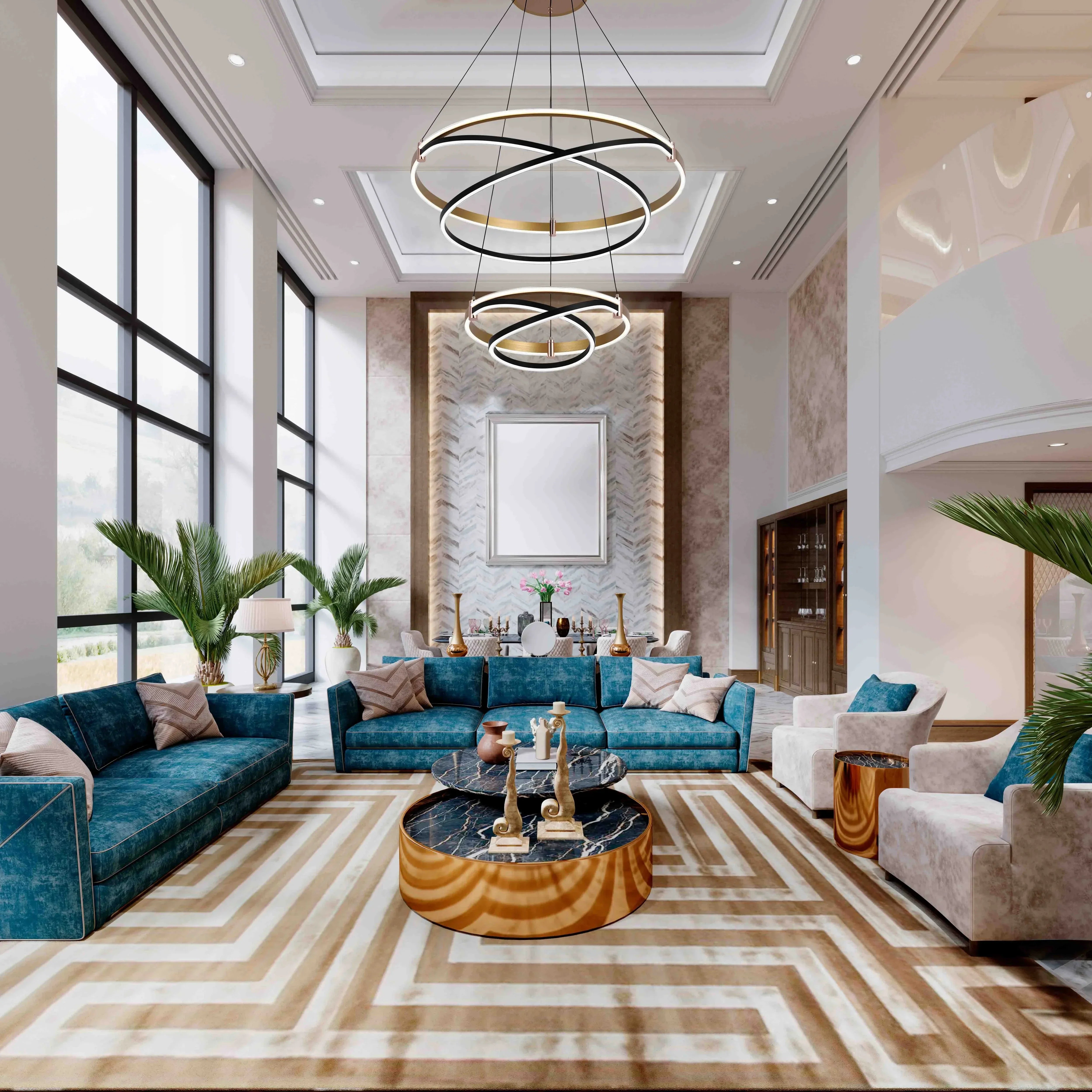 Black & Gold Loop Tiered Modern LED Pendant Light