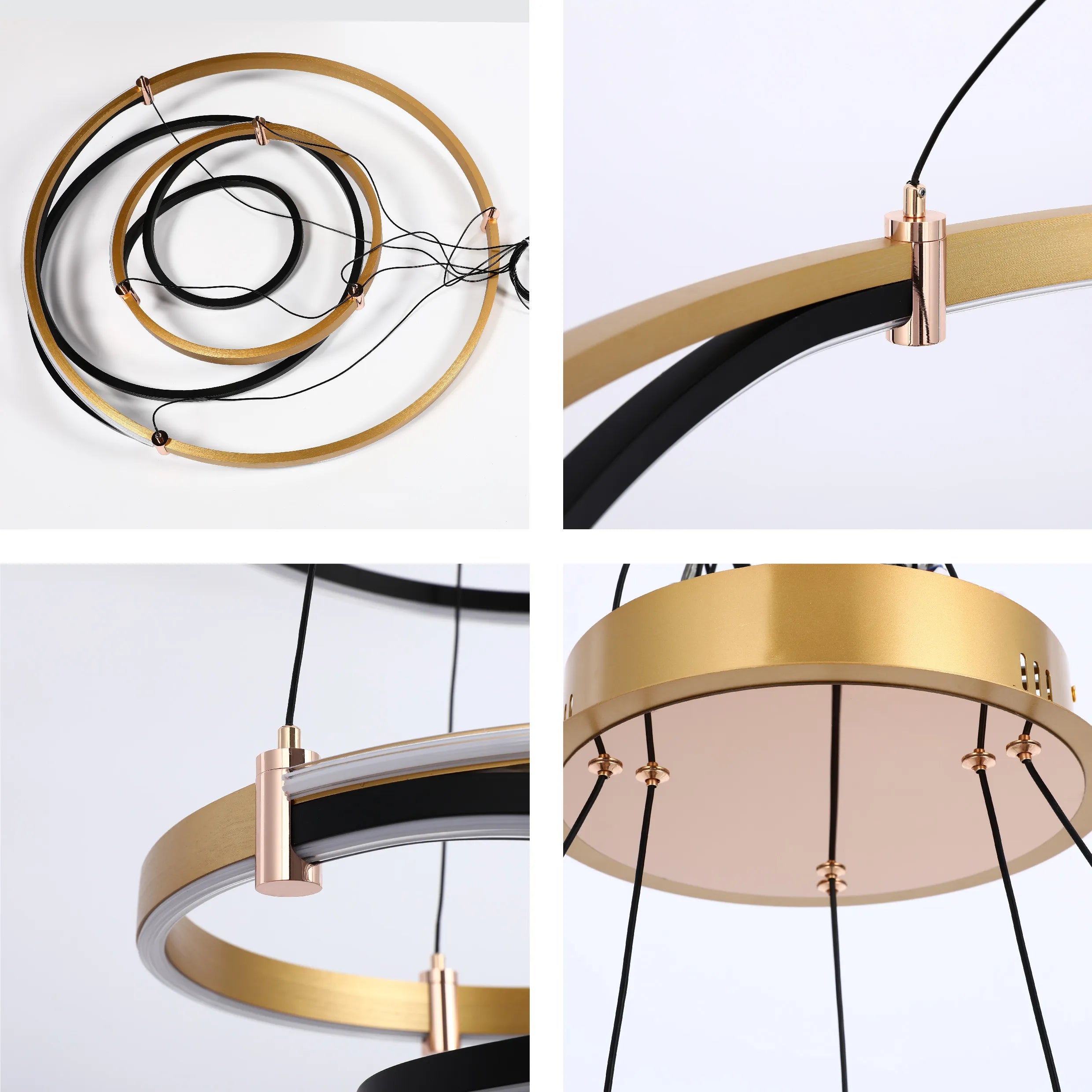 Black & Gold Loop Tiered Modern LED Pendant Light