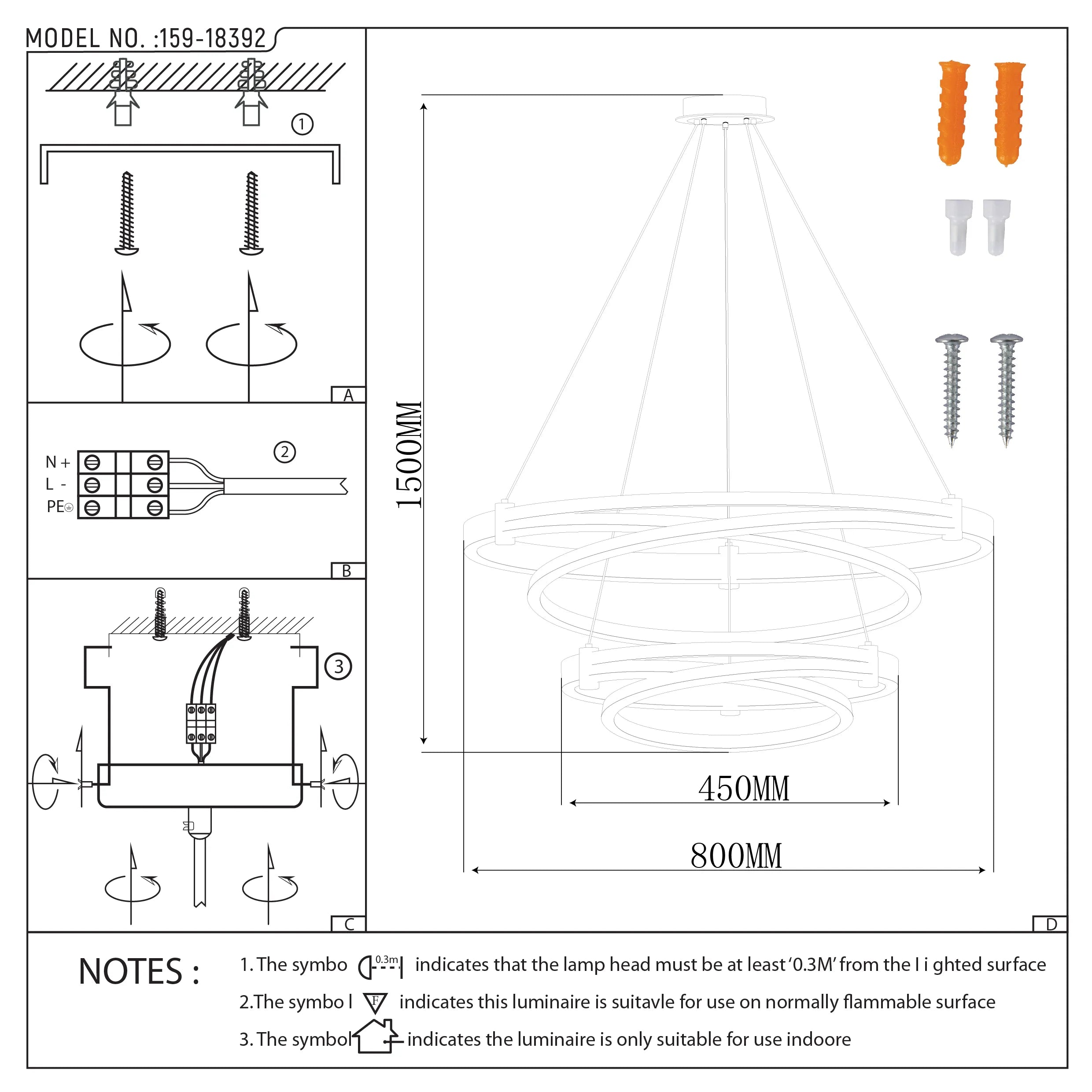 Black & Gold Loop Tiered Modern LED Pendant Light
