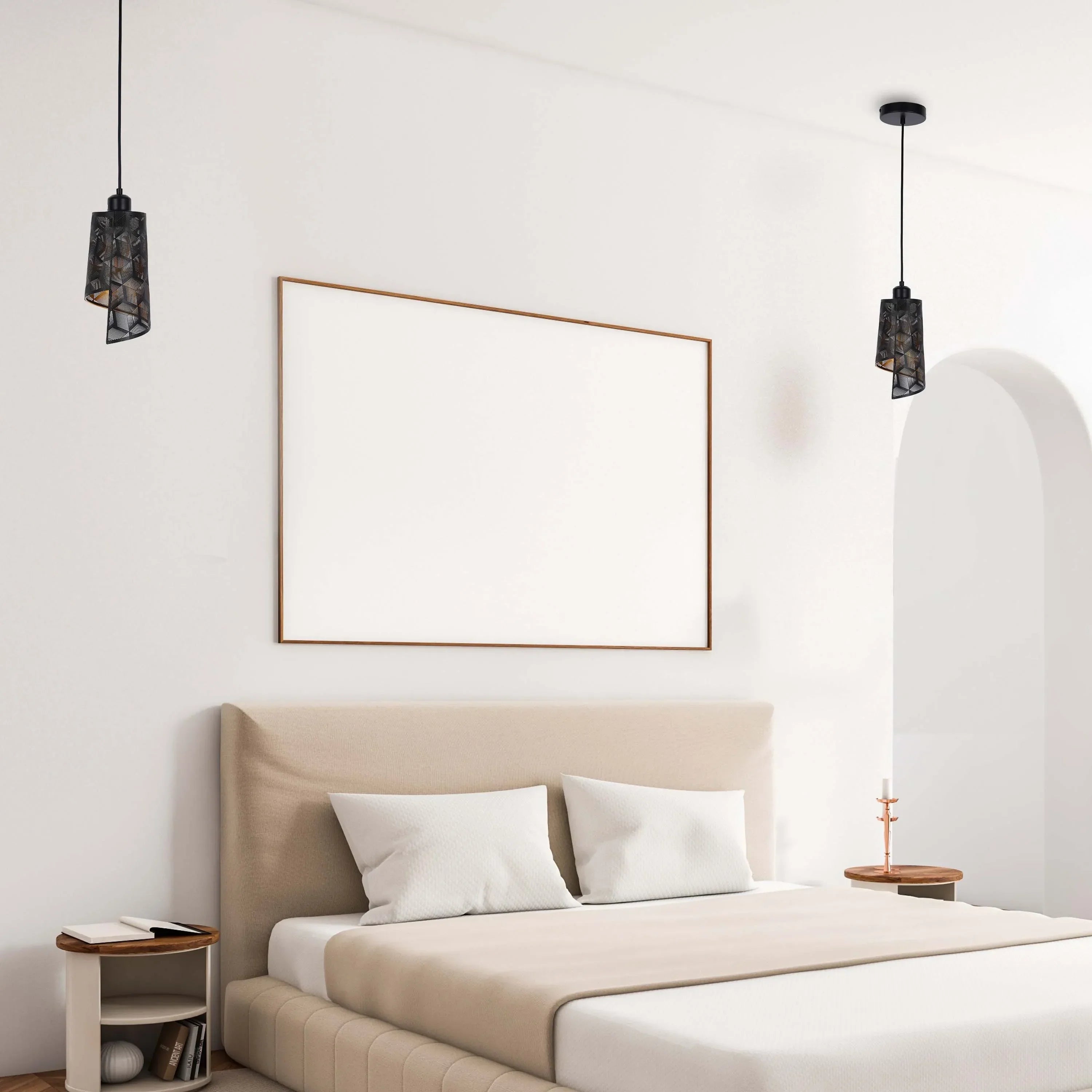 Black & Gold Spiral Cut-Out Metal Pendant Light E27