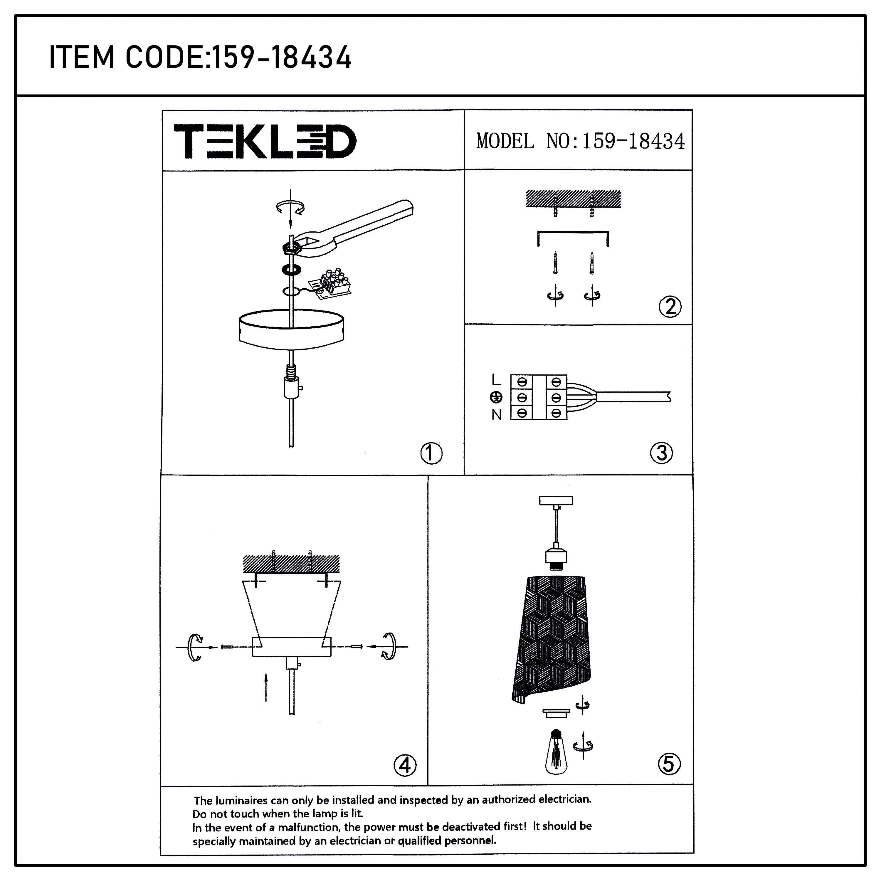 Black & Gold Spiral Cut-Out Metal Pendant Light E27