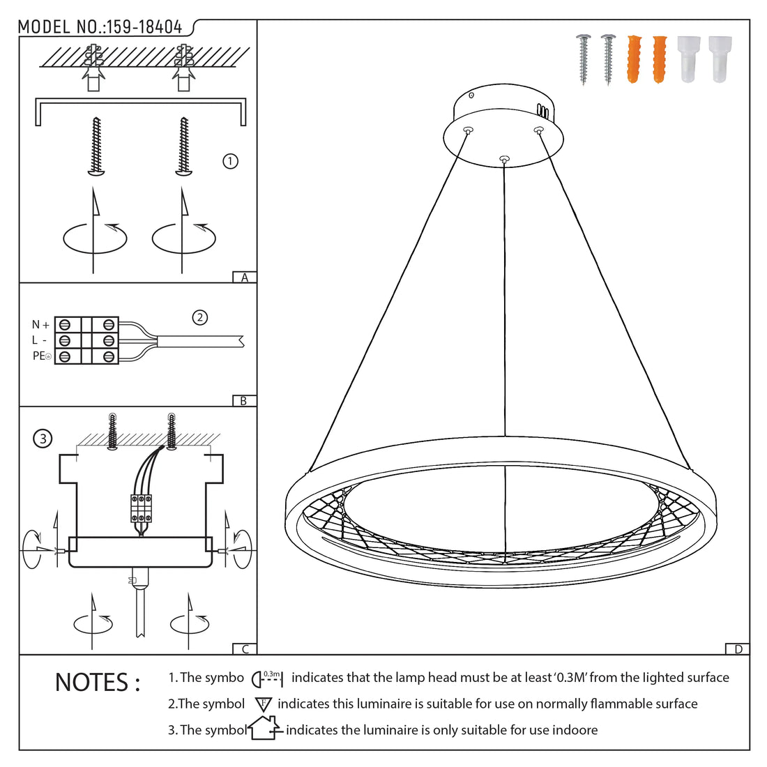 Black Lattice Circular Pendant Light - Single & Double Ring Options
