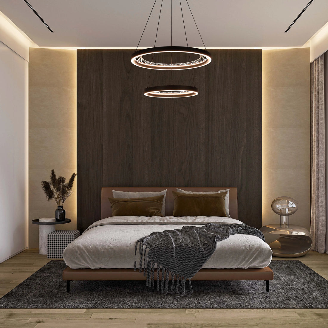 Black Lattice Circular Pendant Light - Single & Double Ring Options
