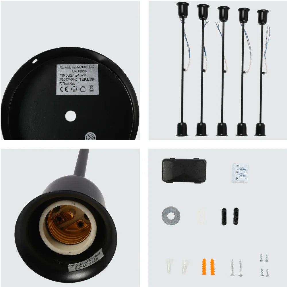 Details of Black Rod Ceiling Light with Adjustable Geometry | TEKLED 159-179730