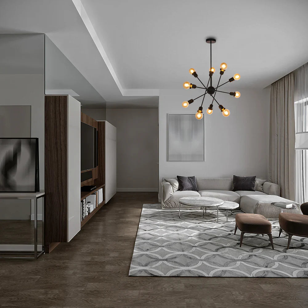 Interior use of Black Rod Ceiling Light with Adjustable Geometry | TEKLED 159-179730