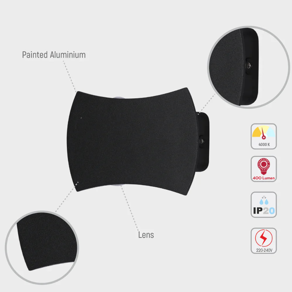 Black Up Down Outdoor Modern LED Wall Light 4000K 16