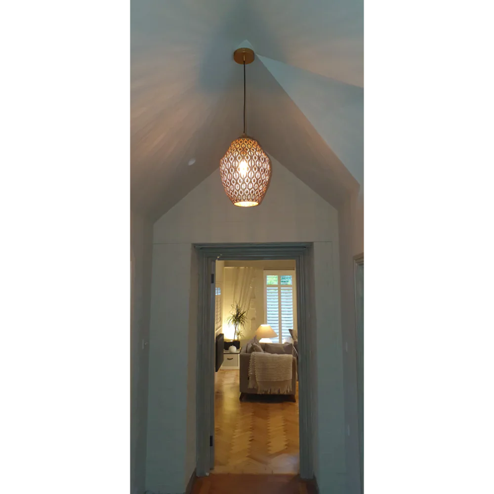 focal point at hallway Antique Brass or Brown Gold Moroccan Style Dome Pendant Ceiling Light E27 - Antique Brass - Step