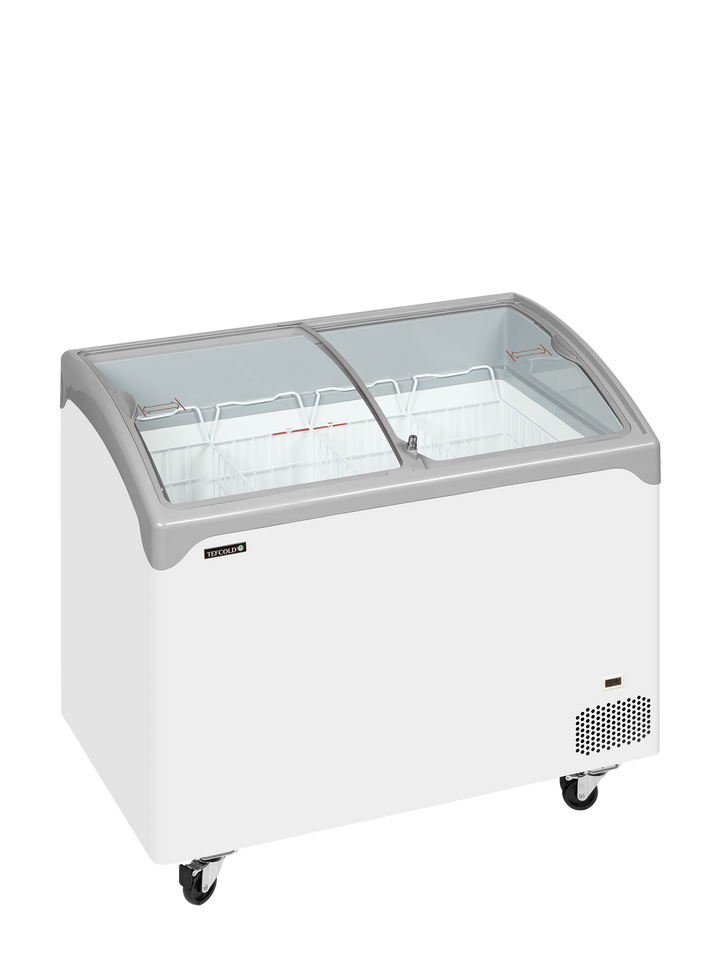 Sliding Curved Glass Lid Chest Freezer - NIC301SCEB