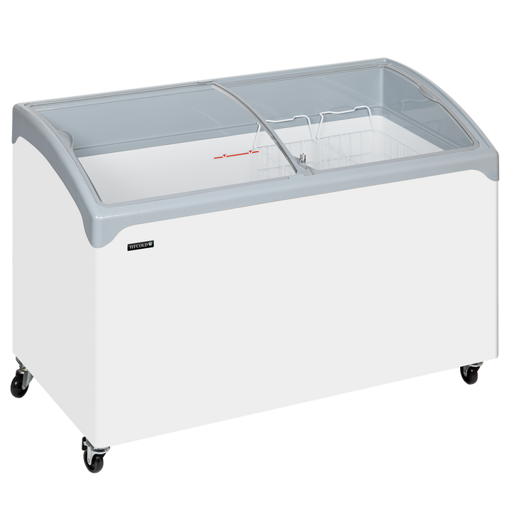 Sliding Curved Glass Lid Chest Freezer - NIC400SCEB