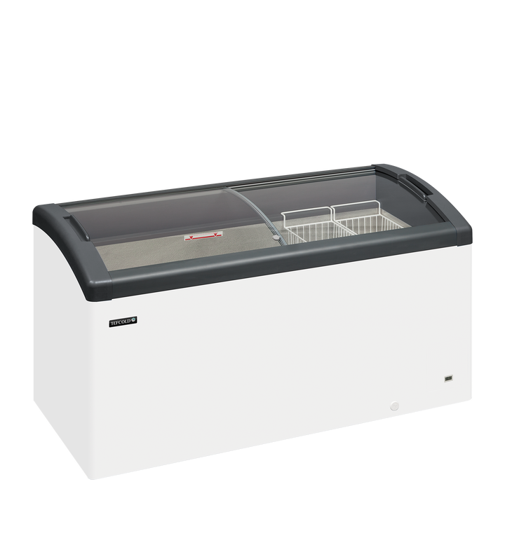 Sliding Curved Glass Lid Chest Freezer - FOCUS 151 GREY