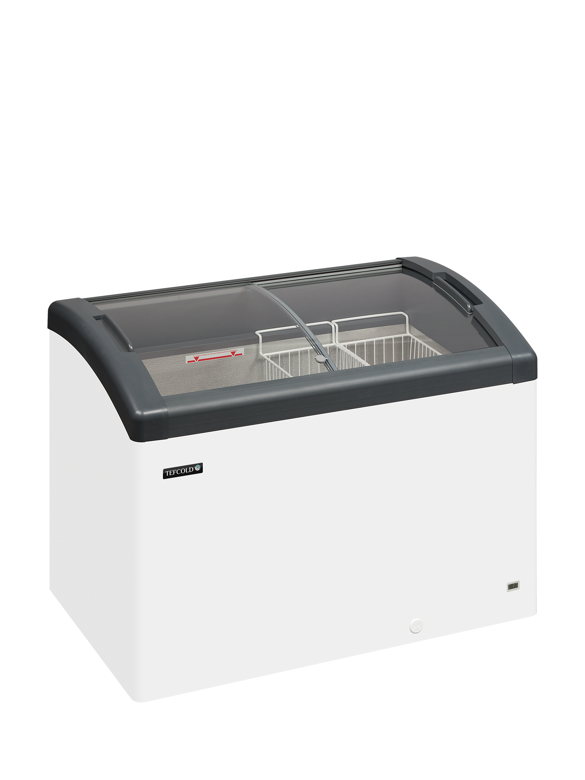 Sliding Curved Glass Lid Chest Freezer - FOCUS 106 GREY