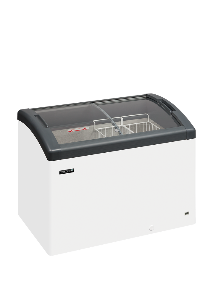Sliding Curved Glass Lid Chest Freezer - FOCUS 106 GREY