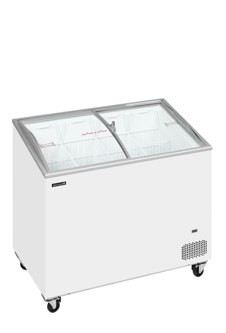 Sliding Curved Glass Lid Chest Freezer - IC301SCEB